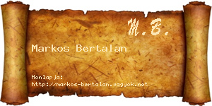 Markos Bertalan névjegykártya
